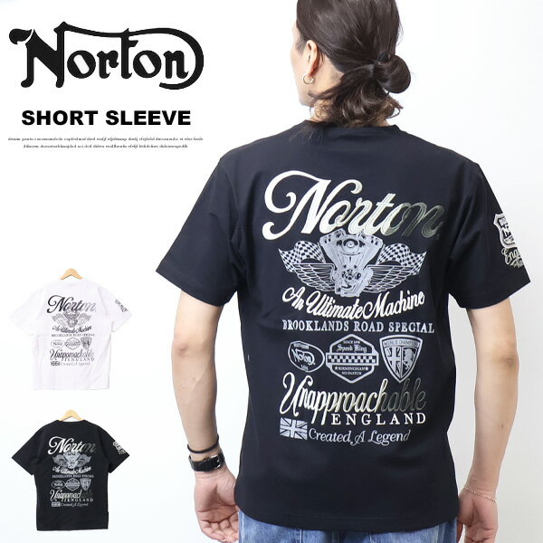 乐天商城 - Norton ノートン グラデーション刺繍 Tシャツ メンズ 半袖Tシャツ 刺繍 プリント 半T 送料無料 262N1011B