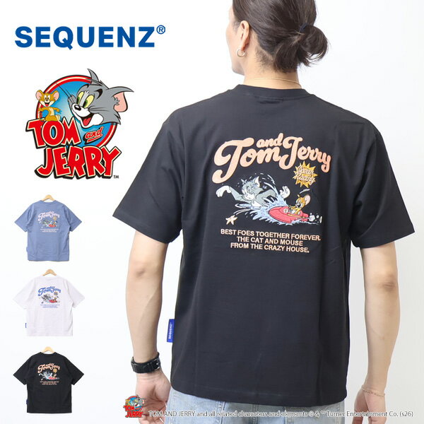 乐天商城 - SEQUENZ トムとジェリー 刺繍 半袖Tシャツ SWIMMING 半T メンズ トムジェリ 送料無料 26570923