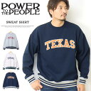 POWER TO THE PEOPLE パワートゥザピープル カレッジロゴ アップリケ ラインリブ 2901005 スウェットシャツ トレーナー 裏起毛 メンズ レディース ユニセックス 送料無料