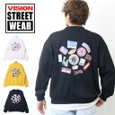 ヴィジョンストリートウェア トレーナー メンズ VISION STREET WEAR ビジョンストリートウェアー 2905046 ステッカープリント スウェットシャツ 裏毛 トレーナー ビッグシルエット メンズ レディース ユニセックス 送料無料