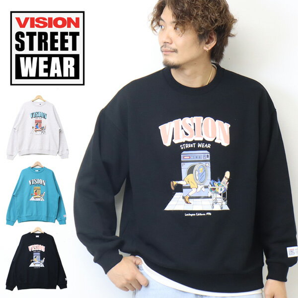 ヴィジョンストリートウェア トレーナー メンズ VISION STREET WEAR ビジョンストリートウェアー 2905048 ランドリープリント スウェットシャツ 裏毛 トレーナー ビッグシルエット メンズ レディース ユニセックス 送料無料