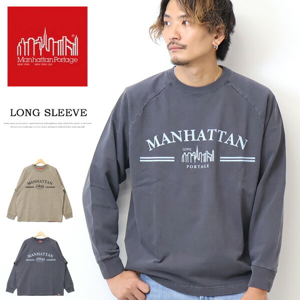 Manhattan Portage マンハッタンポーテージ ピグメント加工 プリント 長袖Tシャツ MP-M547 メンズ レディース ユニセックス プリントTシャツ 送料無料