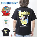 SEQUENZ トムとジェリー 90s BUDDIES バックプリント 半袖Tシャツ ビッグT 半T メンズ ビッグシルエット トムジェリ 送料無料 24570902