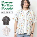 POWER TO THE PEOPLE パワートゥザピープル 総柄 梨地 半袖シャツ メンズ 送料無料 4501009