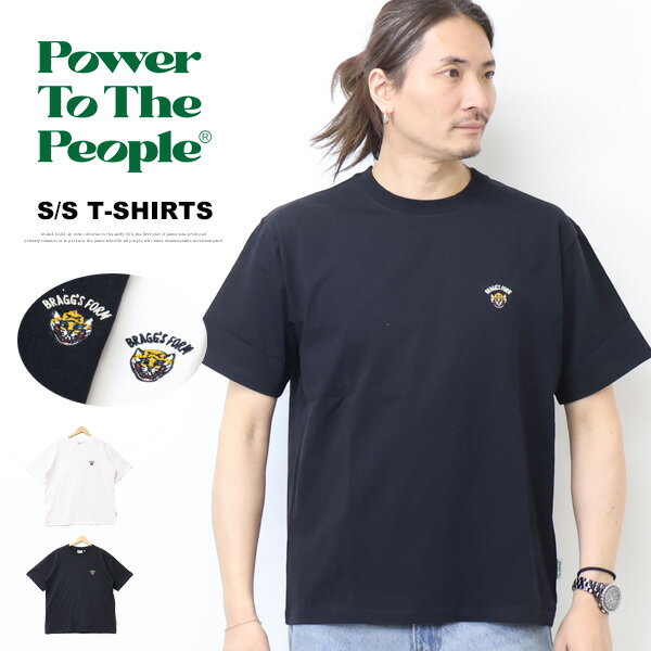 Rakuten - POWER TO THE PEOPLE パワートゥザピープル ワンポイント タイガー刺繍 半袖Tシャツ トラ 虎 半T メンズ 6501031