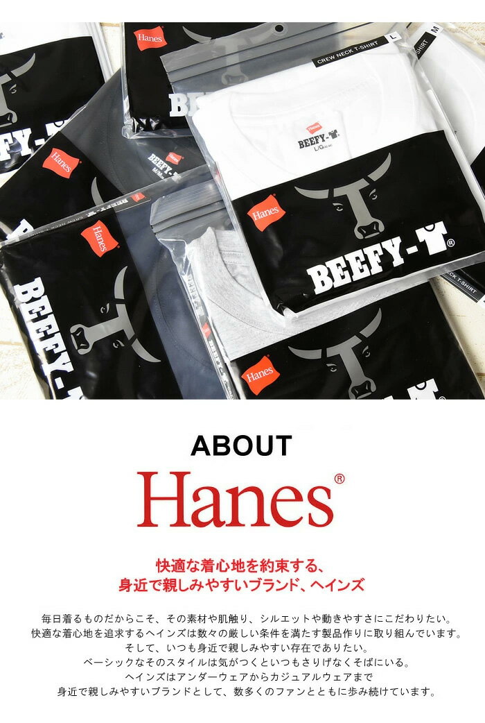 HANES ヘインズ BEEFY ビーフィー クルーネック 胸ポケット 半袖Tシャツ 無地 パックTシャツ 定番 1P メンズ H5190