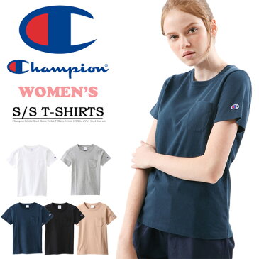 Champion チャンピオン レディース BASIC 胸ポケット 半袖Tシャツ ワンポイント 綿100％ 無地 ウィメンズ クルーネック 定番 CW-M321 【楽ギフ_包装】