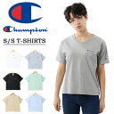 Champion チャンピオン レディース ワンポイントロゴ刺繍 半袖 Tシャツ Vネック ウィメンズ 半袖Tシャツ CW-T326