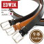 EDWIN エドウィン ステッチ レザーベルト 日本製 メンズ 本革 カジュアルベルト シンプル カット可 0111128