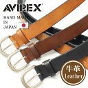 AVIREX アヴィレックス ヴィンテージ加工 レザーベルト 日本製 AX3502 メンズ 本革 カジュアルベルト カット可 送料無料 アビレックス