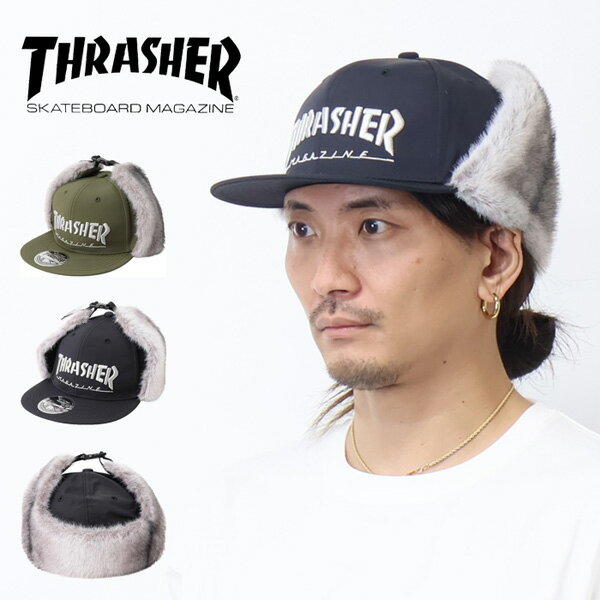 乐天商城 - THRASHER スラッシャー 撥水 フライトキャップ ボアキャップ イヤーフラップ 帽子 防寒 耳当て 暖かい ファー メンズ 送料無料 25TH-C50