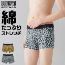 GUNZE グンゼ BODY WILD ボディワイルド ボクサーパンツ ダイナミックアニマル柄 前とじ 綿混 アンダーウェア 下着 パンツ メンズ BWG176...