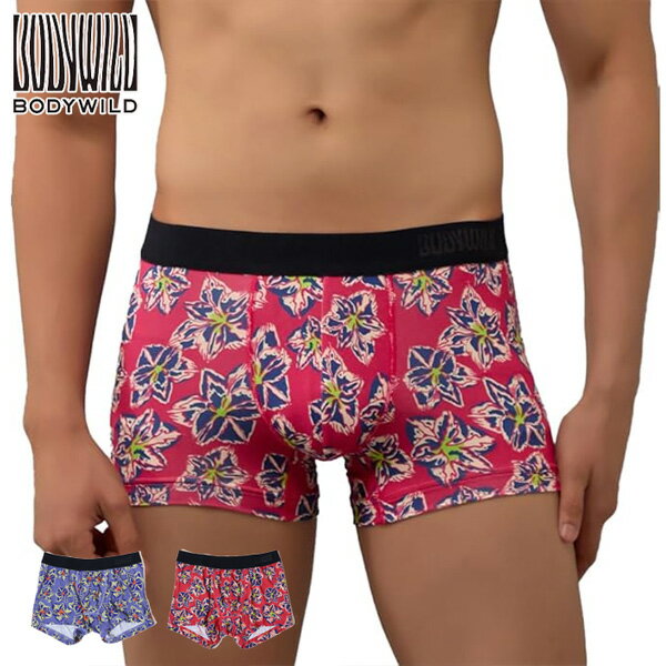 GUNZE グンゼ BODY WILD ボディワイルド ボクサーパンツ 前とじ 総柄 吸汗速乾 アンダーウェア 下着 パンツ メンズ BWG196A