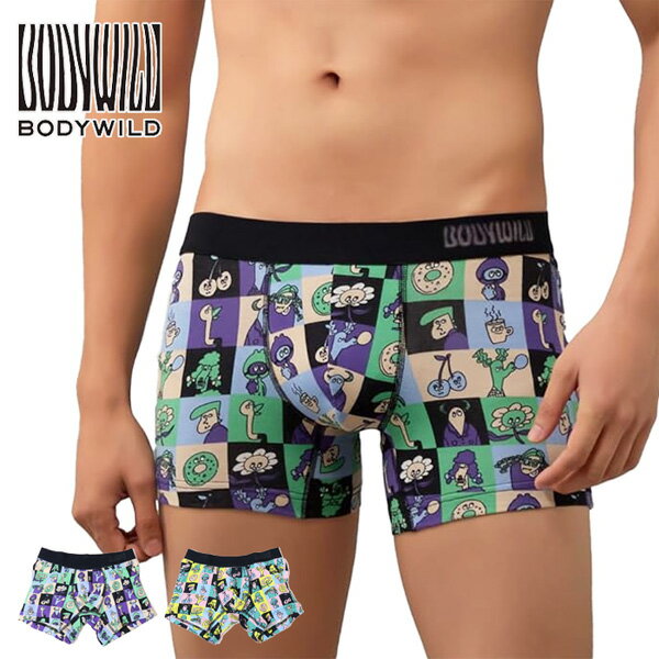 Rakuten - GUNZE グンゼ BODY WILD ボディワイルド ボクサーパンツ 前とじ 綿混 総柄 アンダーウェア 下着 パンツ メンズ BWG202A