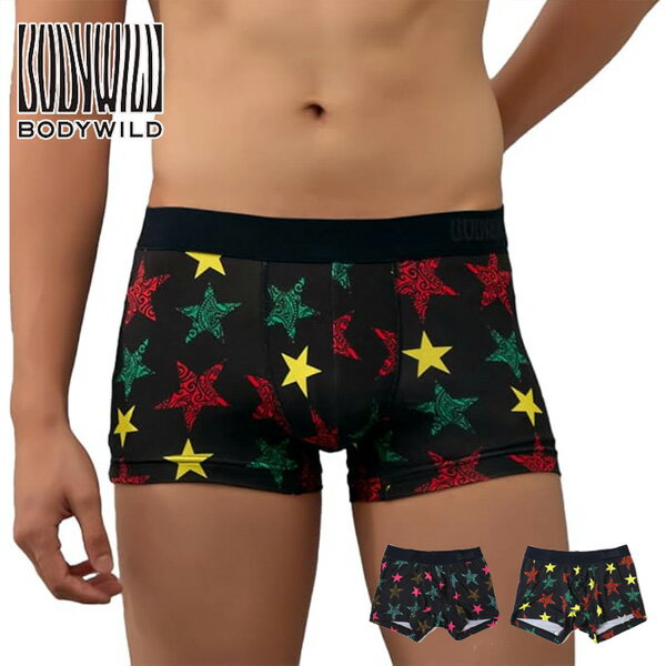 GUNZE グンゼ BODY WILD ボディワイルド ボクサーパンツ 前とじ 総柄 吸汗速乾 アンダーウェア 下着 パンツ メンズ BWG198A