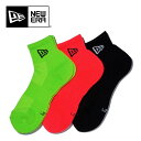 NEW ERA ニューエラ 3P ソックス ロゴ アンクル 靴下 FLASH 25~27cm クォーター ショートソックス 3Pセット メンズ 14518190