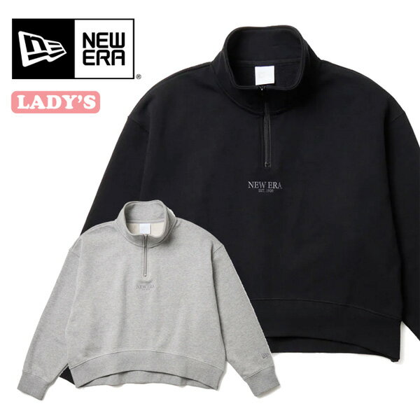 Rakuten - NEW ERA ニューエラ レディース Women's スウェット ハーフジップ プルオーバー ショート丈 短丈 トレーナー 送料無料 14674705 14674706