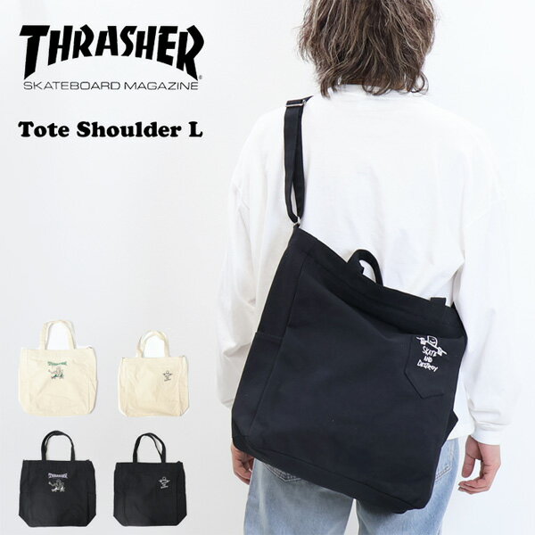 Rakuten - THRASHER スラッシャー キャンバス 2WAY トートバッグ ショルダーバッグ マークゴンザレス メンズ 送料無料 THR-273