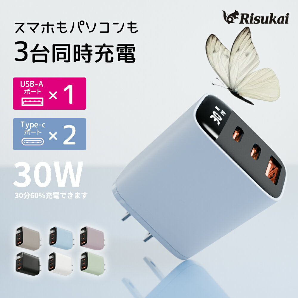 ＼スーパーDEAL P10倍⇒5960クーポンで1580円購入／リスカイ充電器30W 2024年新色モランディカラー搭載 PD30W急速充電 USB Type-C対応 iPhone15 レッツノート 富士通ライフブック用電源ACアダプ…