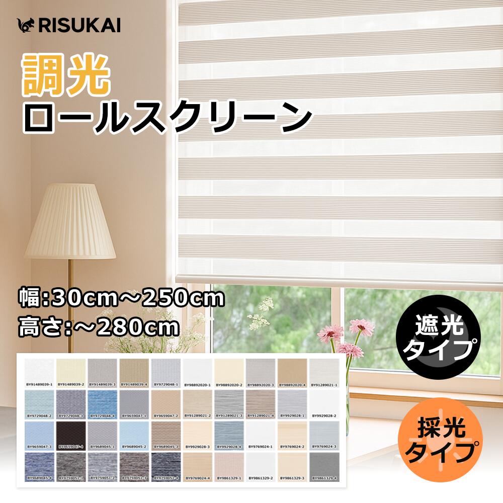 10%OFF【正面から窓を広く包む】ボーダーロールスクリーン チェーン式 二重生地 正...
