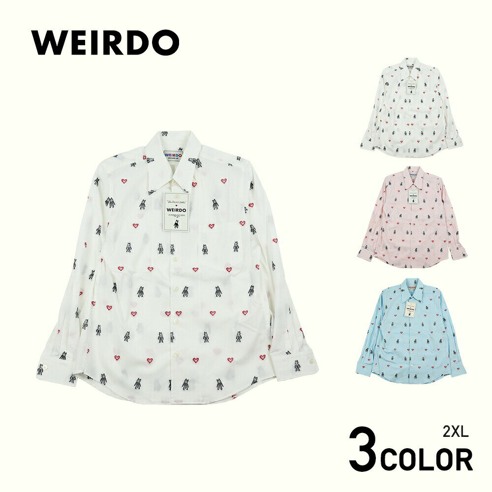 2XL：ウィアード 総柄 ジャガード 長袖シャツ メンズ WEIRDO FOLLIES - L/S SHIRTS GLADHAND/グラッドハンド/GANGSTERVILLE/ギャングスタービル/OLD CROW/オールドクロウのサムネイル