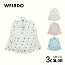 残りS Mサイズのみ ウィアード 総柄 ジャガード 長袖シャツ メンズ WEIRDO FOLLIES - L/S SHIRTS GLADHAND/グラッドハンド/GANGSTERVILLE/ギャングスタービル/OLD CROW/オールドクロウ