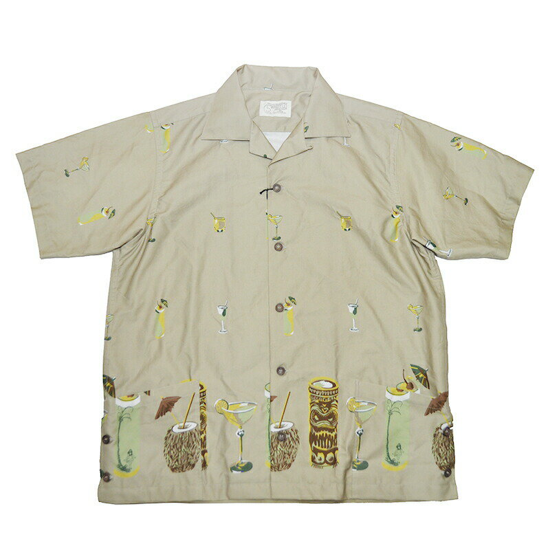 残りSサイズのみ 5 WHISTLE TIKI BAR S/S SHIRTS (BEIGE) ファイブホイッスル ハワイアン シャツ【NORTH NO NAME/ノースノーネーム】