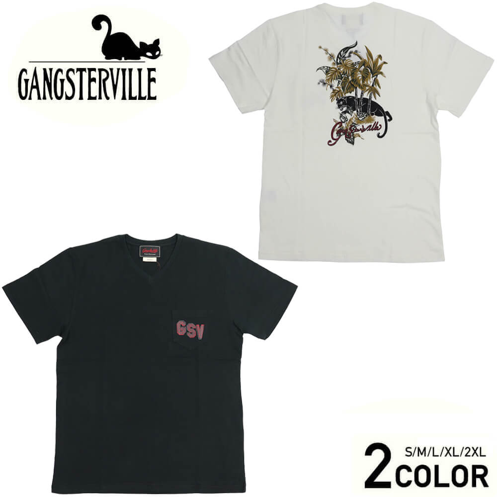 残りL・2XLサイズのみ ギャングスタービル Vネック ポケット 半袖 Tシャツ メンズ GANGSTERVILLE JUNGLE PANTHER - S/S V-NECK T-SHIRTS GLADHAND グラッドハンド WEIRDO ウィアード OLD CROW オールドクロウ