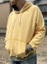 残りMサイズのみ ノースノーネーム リバーシブル プルオーバー パーカー メンズ (マスタード x グリーン) NORTH NO NAME TWO TONE RABBIT HOODIE (MUSTARD x GREEN)