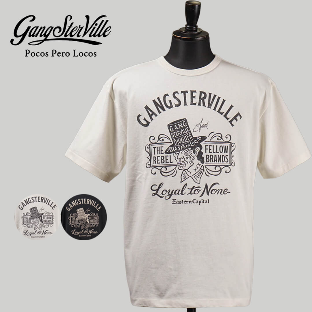 人気の通販サイト ◆ gangsterville ギャングスタービル 刺繍ロゴ ポケット付 バック　ガール Tシャツ 　gladhand型黒系