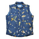 残りSサイズのみ WEIRDO SPACE TARGET - DOWN VEST (NAVY) ウィアード 総柄 ダウンベスト/GLADHAND【GANGSTERVILLE/ギャングスタービル/OLD CROW/オールドクロウ】