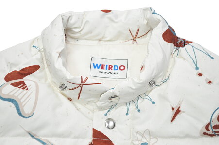 WEIRDOSPACETARGET-DOWNJACKET(IVORY)ウィアード総柄ダウンジャケット/GLADHAND【GANGSTERVILLE/ギャングスタービル/OLDCROW/オールドクロウ】