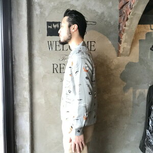WEIRDOPIRATES-JACKET(GREEN)ウィアード総柄ワークジャケット/GLADHAND【GANGSTERVILLE/ギャングスタービル/OLDCROW/オールドクロウ】