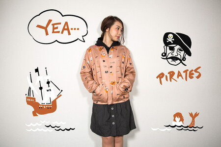 WEIRDOPIRATES-JACKET(GREEN)ウィアード総柄ワークジャケット/GLADHAND【GANGSTERVILLE/ギャングスタービル/OLDCROW/オールドクロウ】