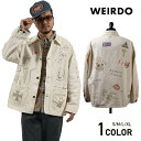 残りM・XLサイズのみ ウィアード カバーオール ジャケット ハンドペイント メンズ WEIRDO DRAWING CARTOON - COVERALL JACKET GLADHAND グラッドハンド GANGSTERVILLE ギャングスタービル OLD CROW オールドクロウ