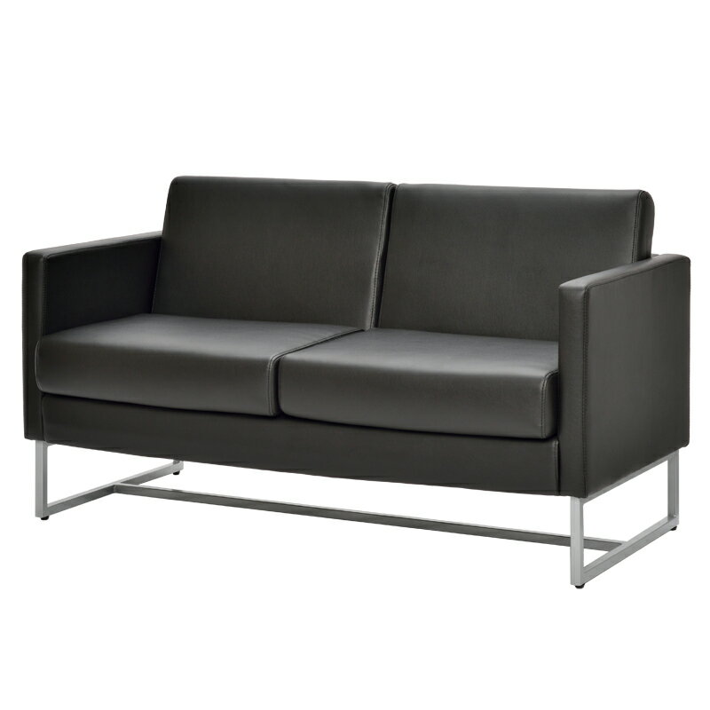 【在庫限り】アールエフヤマカワ ループ脚ソファ 2人掛け ブラック GZLPSF-2BK