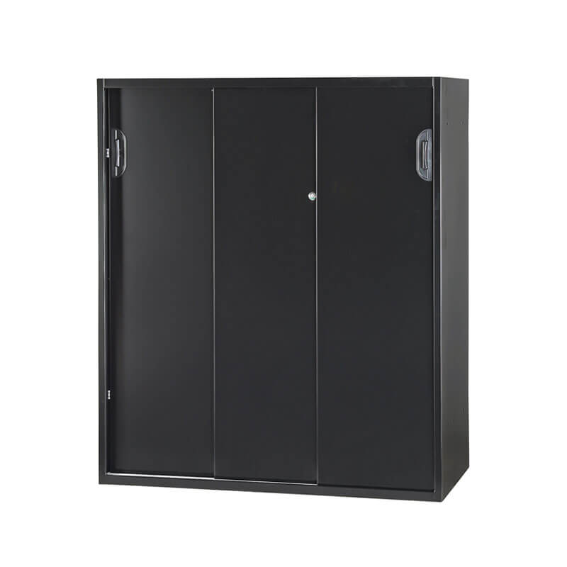 HOSシリーズ スチール壁面収納書庫深型3枚引違い 下置き用 H1050 HOブラック HOS-HKS3DX-B