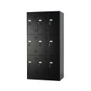 【メーカー取り寄せ品】TLKシリーズ スタンダードロッカー 9人用 3列3段 シリンダー錠 マットブラック◆TLK-S9-MB