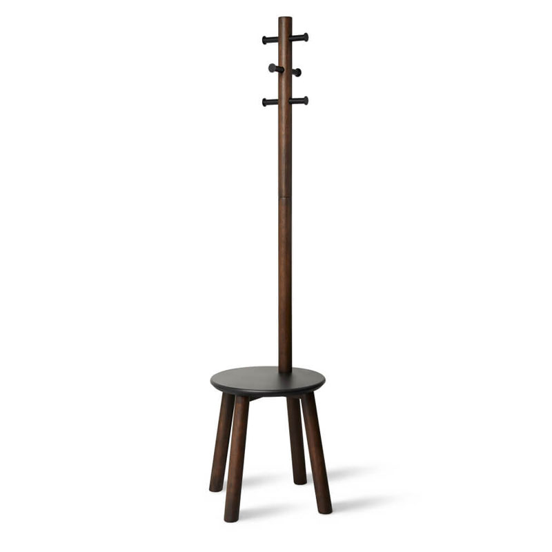 【メーカー取り寄せ品】【個人宅配送可能商品】Furniture ピラー スツール／コートラック ブラック／ウォルナット◆21014257048