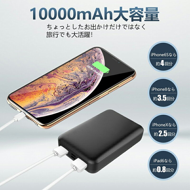 モバイルバッテリー 10000mAh 電熱ベスト 軽量 小型 電熱ベスト用バッテリー 携帯便利 スマホ充電器 残量表示 LEDライト付き 旅行/出張/停電対策/防災グッズ PSE認証済 iPhone/iPad/Android各種対応 rfcloth-10000113 rfcloth楽天市場店 サンプル画像3