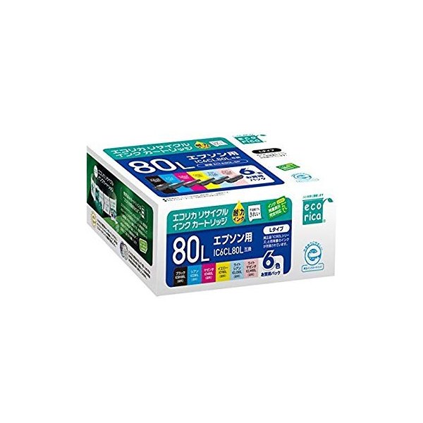 Rakuten - 【最強翌日配送対応】 IC6CL80L エコリカ ECI-E80L-6P エコリカ リサイクルインク 6色パック