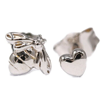 パンドラ Bee and heart PANDORA Shine stud earring・ペアスタッド アニマル・ビーモチーフ/蜂・プレーンピアス/Sv925-1.1g/シルバー/PANDORA【♀】【N】【レディース】/h200429★【RF3】■339781【中古】