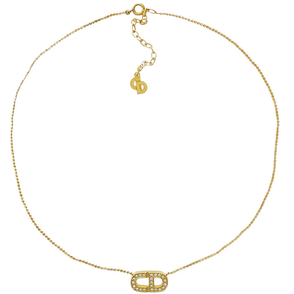 クリスチャンディオール CDICONロゴラインストーンネックレス・ペンダント/ゴールド/Christian Dior【♀】【A】【レディース】/h200625★【RF1】■348048【中古】