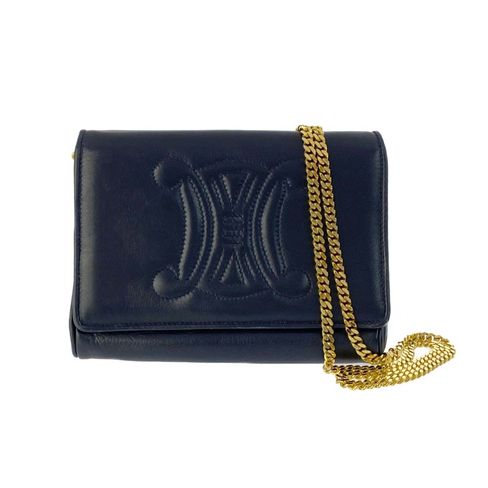 セリーヌ トリオンフ刺繍・チェーン2WAYショルダーバッグ/ダークネイビー/CELINE【♀】【B】【レディース】/b201010【RF2】■365493【中古】のサムネイル