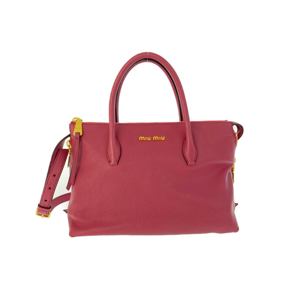 ミュウミュウ マドラス・2WAYショルダーハンドバッグ サイドジップ BRUYERE /RN1016/ピンク/ゴールド/miu miu【♀】【A】【レディース】/b201020【RF5】■366290【中古】