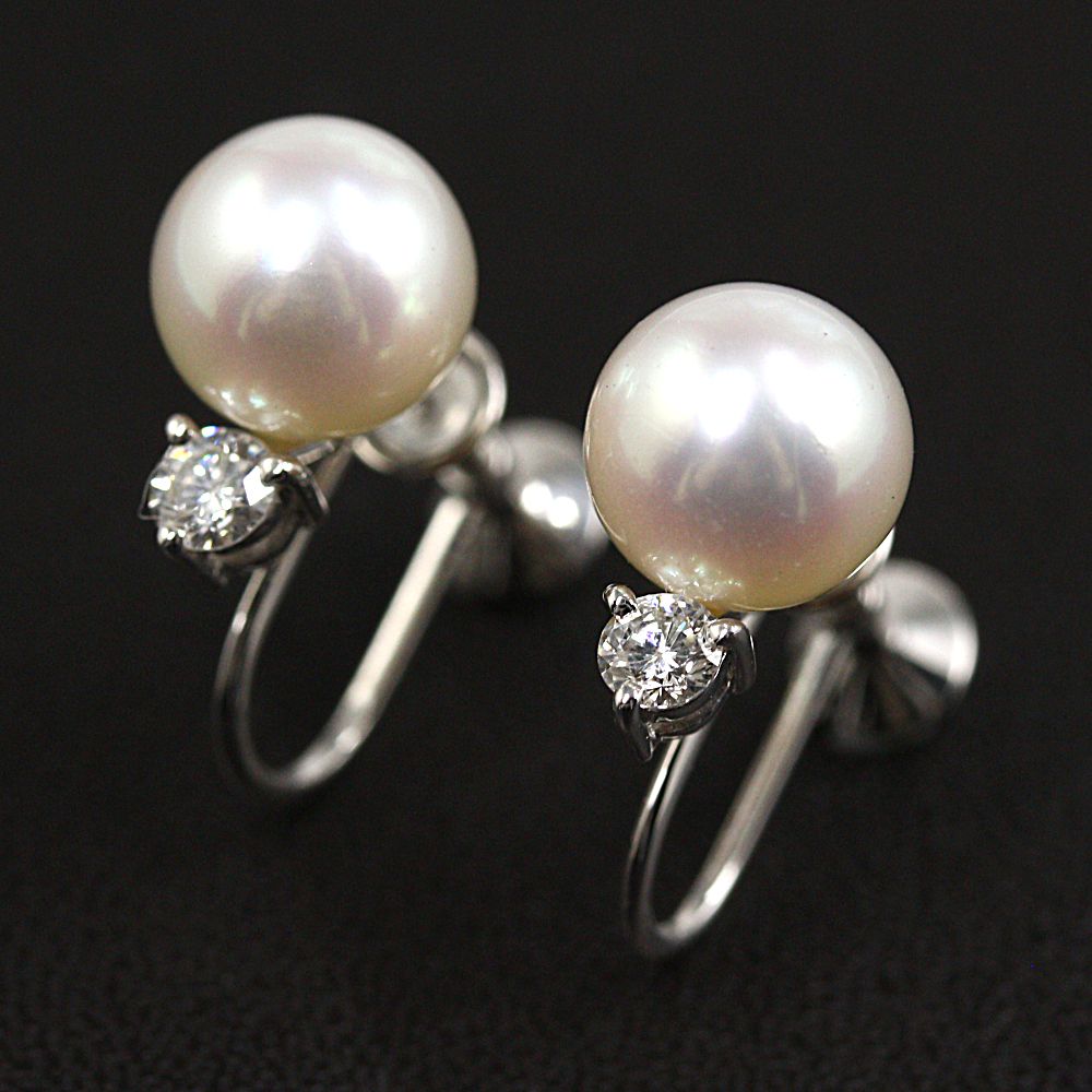 ミキモト アコヤ真珠 パール ダイヤモンドイヤリング K18 750 3 2g Mikimoto N レディース H18 リファスタ