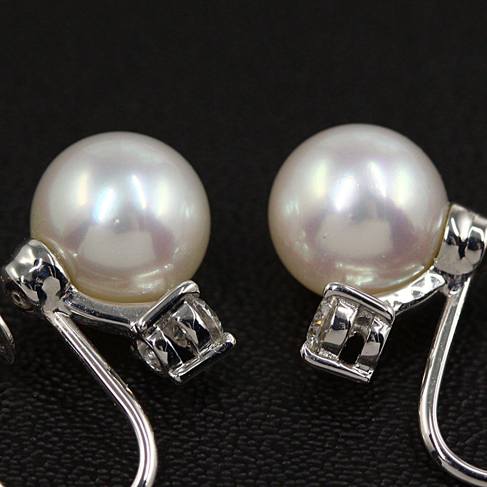 ミキモト アコヤ真珠 パール ダイヤモンドイヤリング K18 750 3 2g Mikimoto N レディース H18 リファスタ
