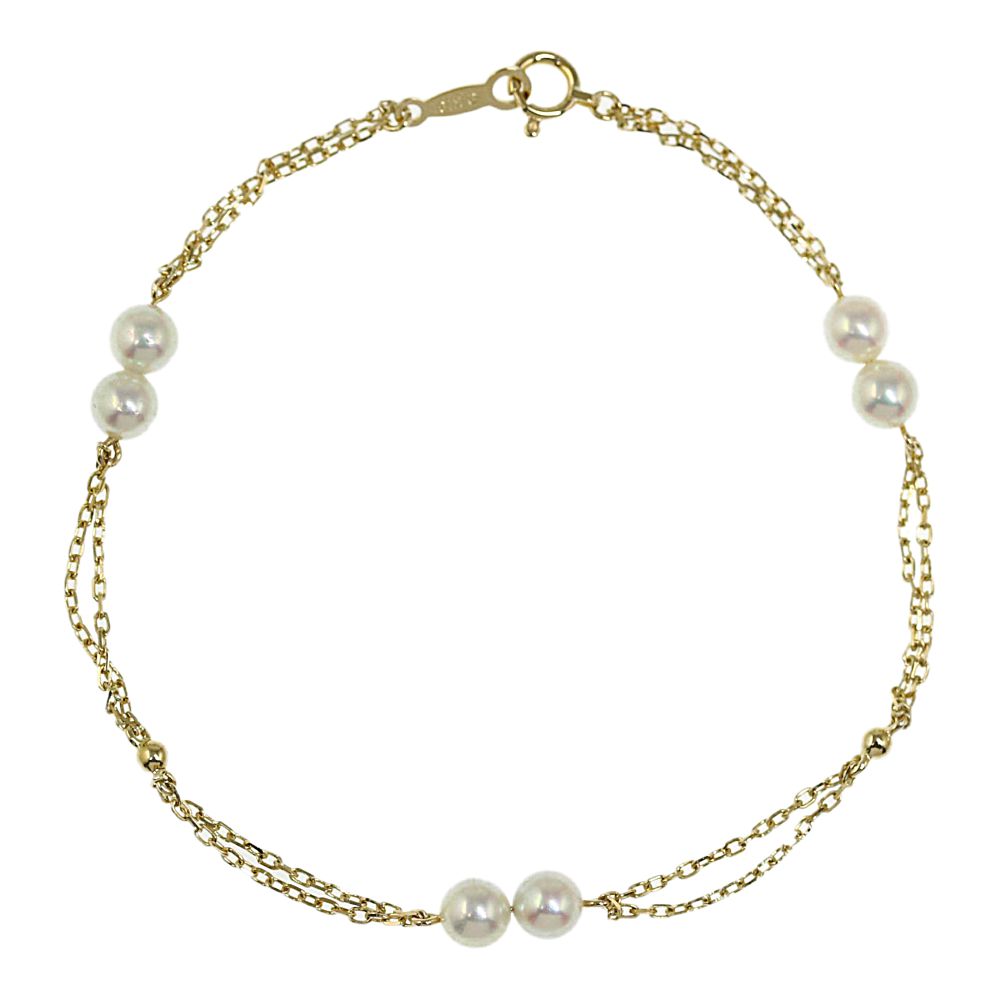 ミキモト 6P アコヤ真珠 パール ダブルチェーンブレスレット/K18YG/750-2.5g/MIKIMOTO【N】【レディース】/h210115【RF4】■375448【中古】のサムネイル