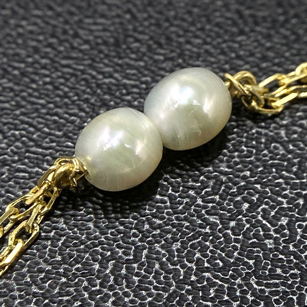 ミキモト6P・真珠(パール)2連チェーンブレスレット/K18YG/750-2.2g/イエローゴールド/MIKIMOTO【♀】【N】【レディース】/h220228★■427198【中古】
