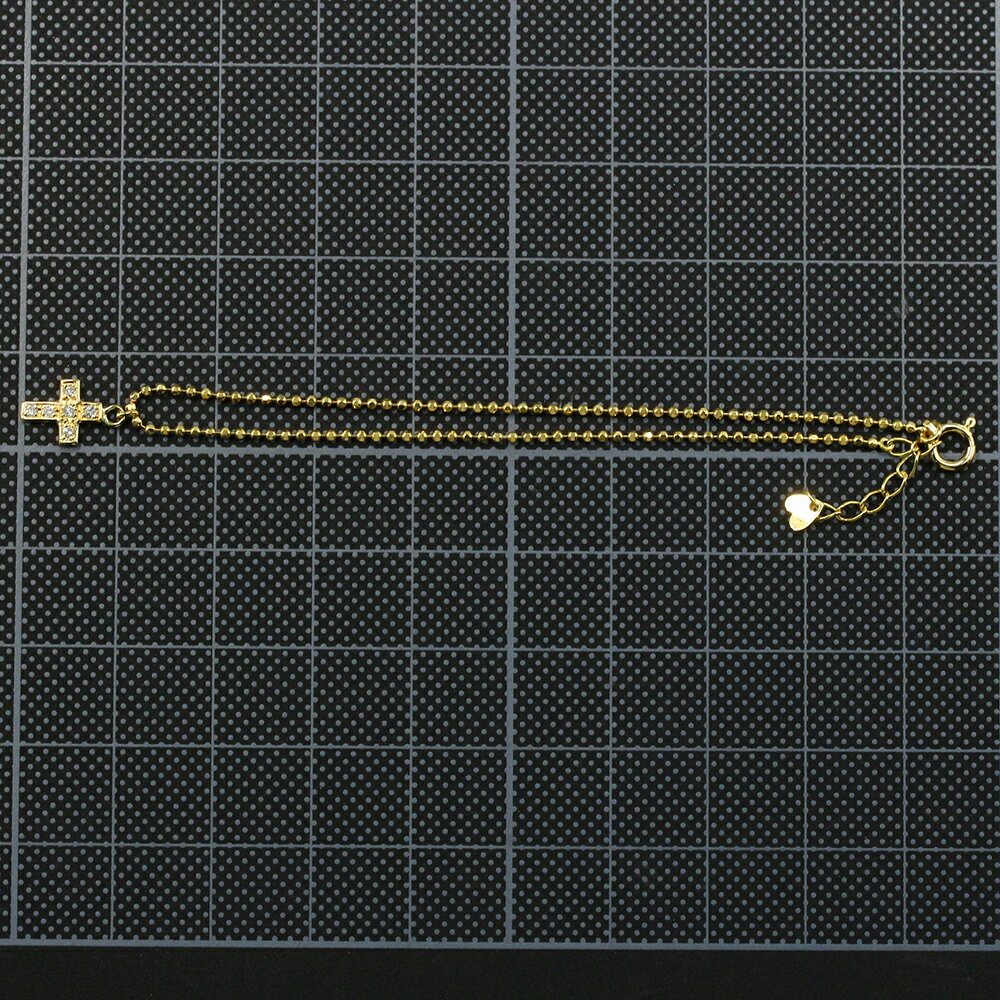 6P・クロスモチーフダイヤモンドブレスレット/K18YG/750-1.3g/イエローゴールド【♀】【N】【レディース】/h220321★■427890【中古】